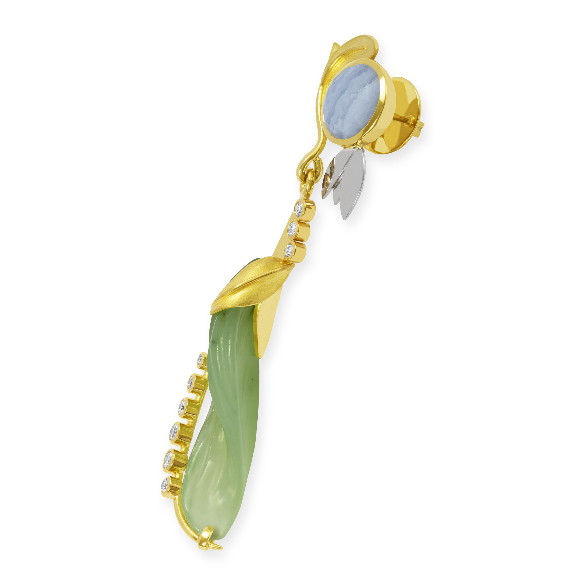 LESER Ohrstecker-Jade-Chalcedon-Brillanten-750GG-750WG