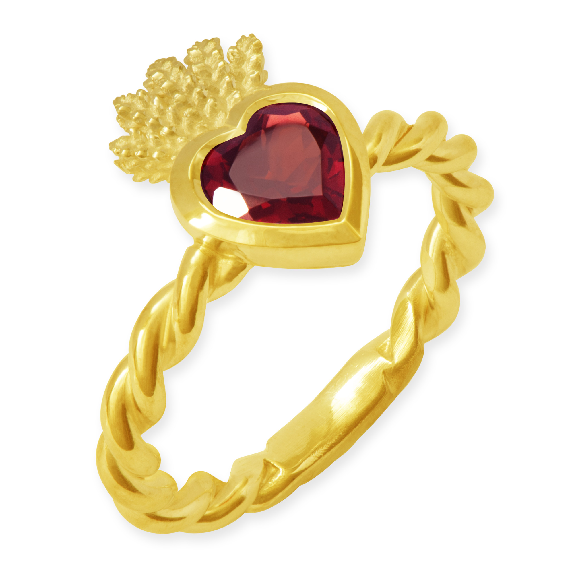 LESER Ring- Stadtschmuck Granat 750 Gelbgold