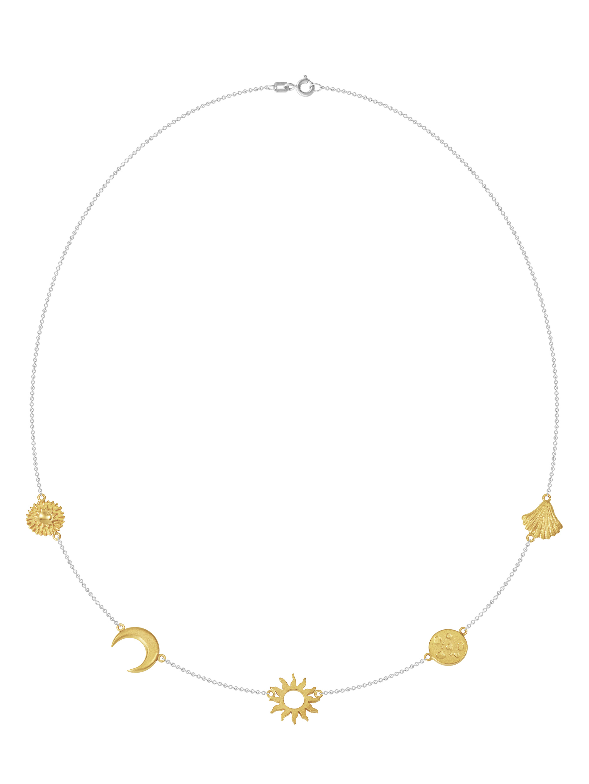 LESER Sonne Mond Strand-Collie-750 Gelbgold mit 925 Silber-116318 LESER Sonne Mond Strand-Collie-750 Gelbgold mit 925 Silber