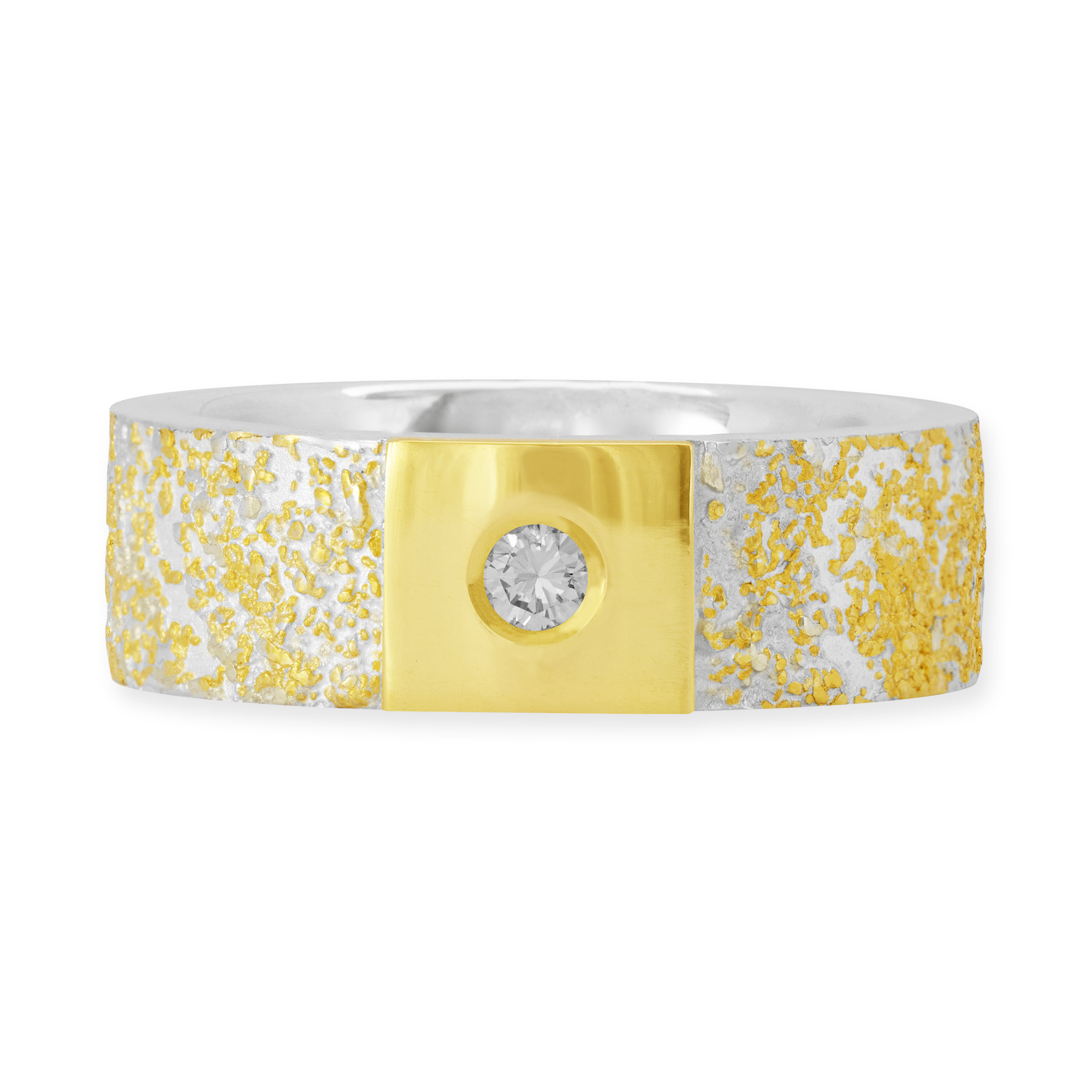 Silber Ring mit Gold bestreu und ein Brillant - 122325