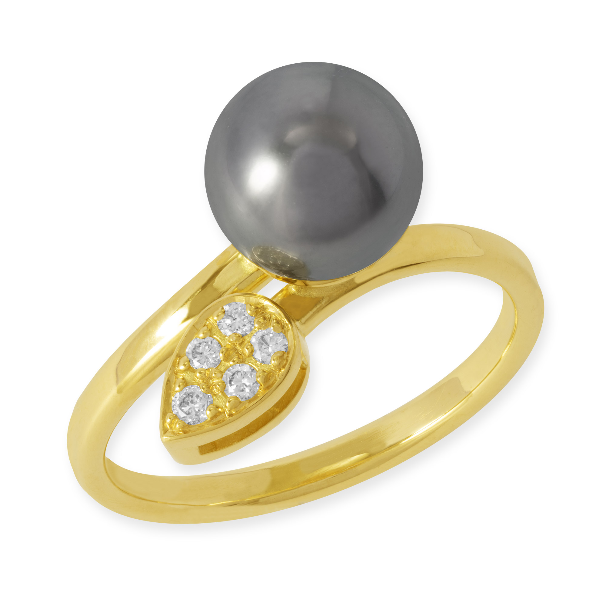 LESER Ring-750 Gelbgold-Brillanten-Tahitiperle-122827