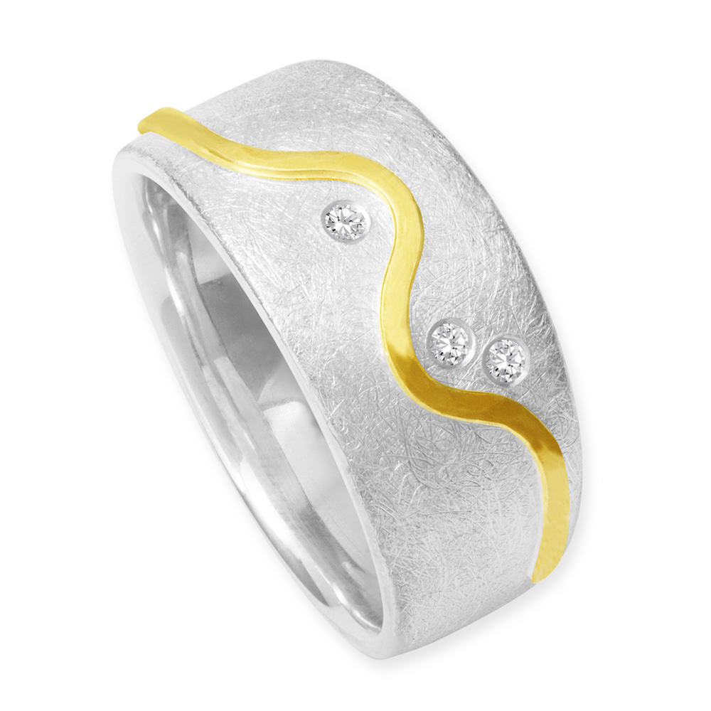 LESER Ring- 925 Silber 900 Gelbgold