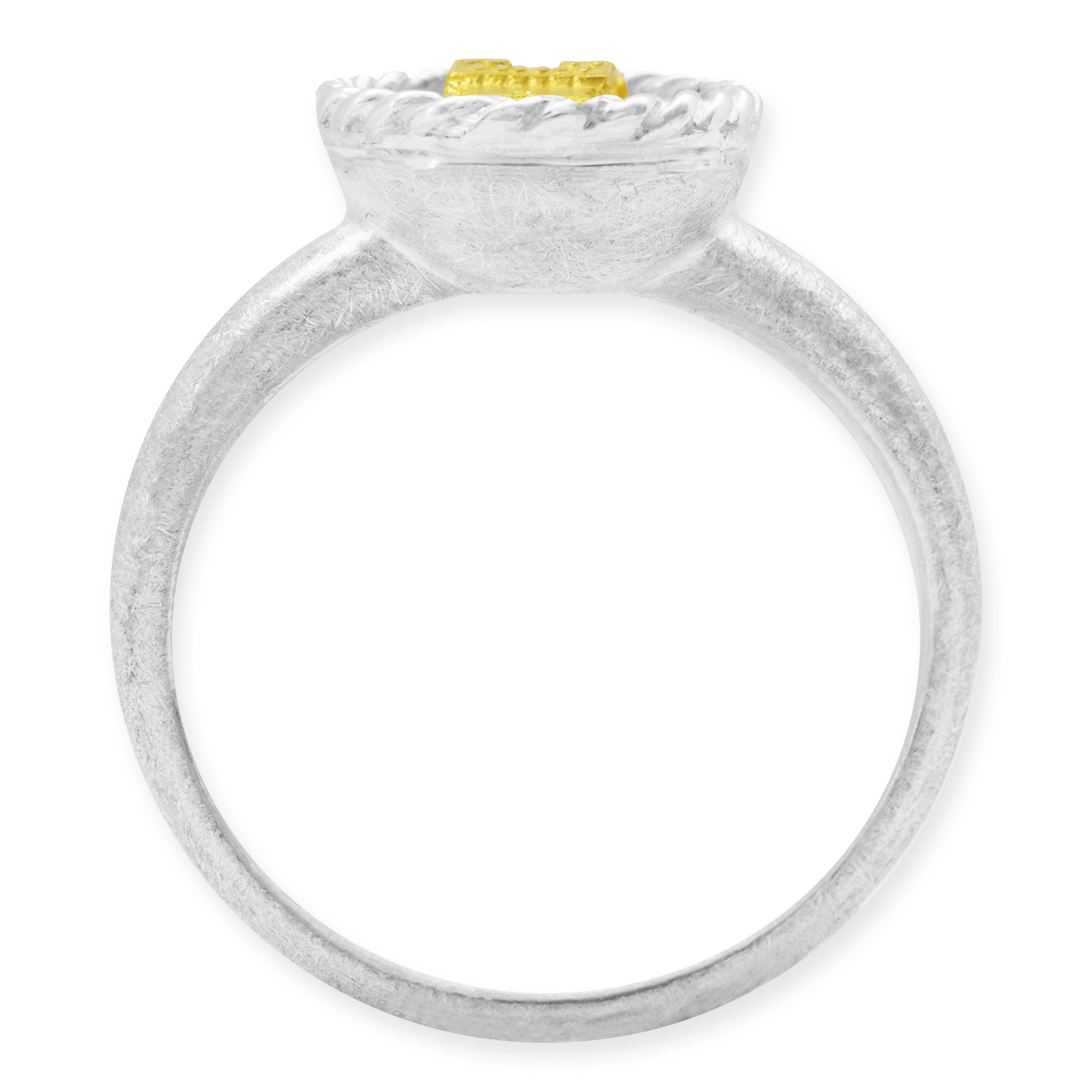 Bicolor Ring mit Stadtturm aus Straubing aus Gelbgold und Silber rhodiniert