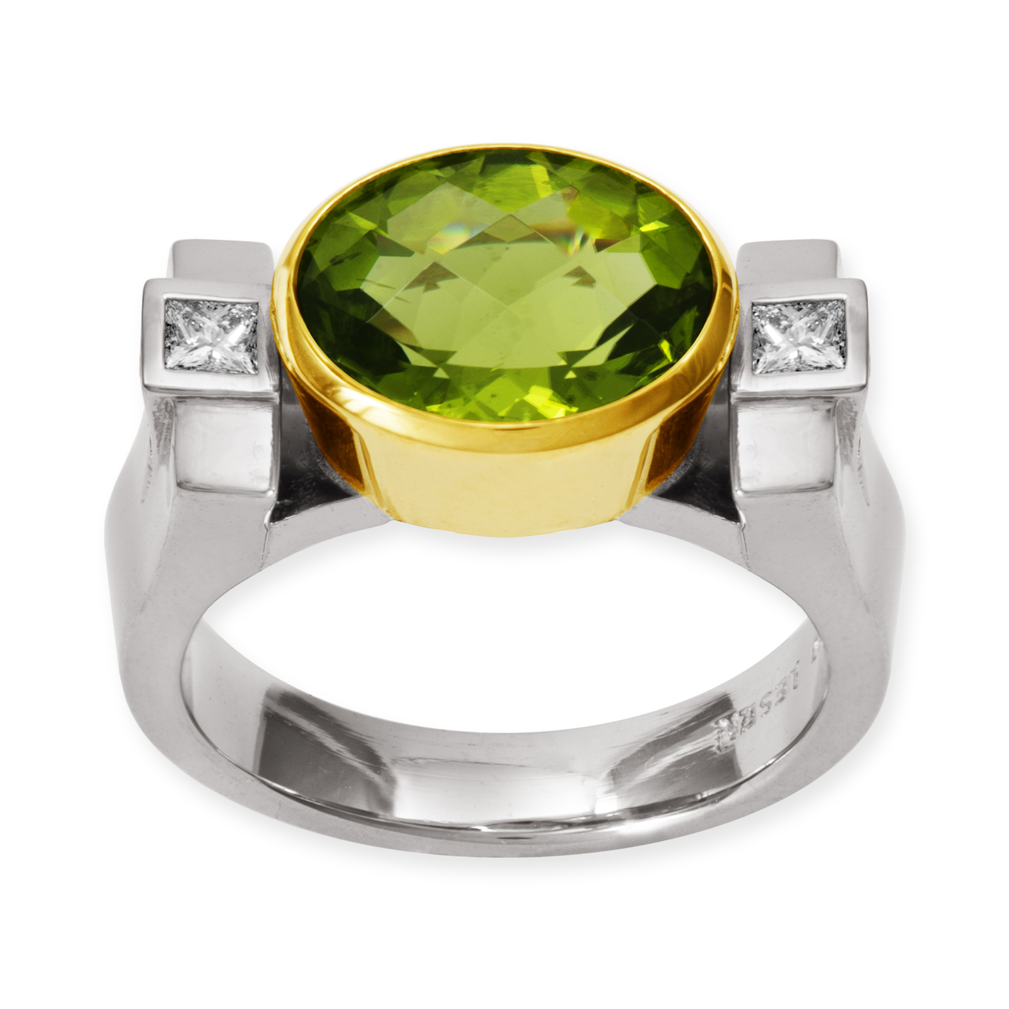 LESER Ring- UNIKAT Peridot 750 Weissgold 