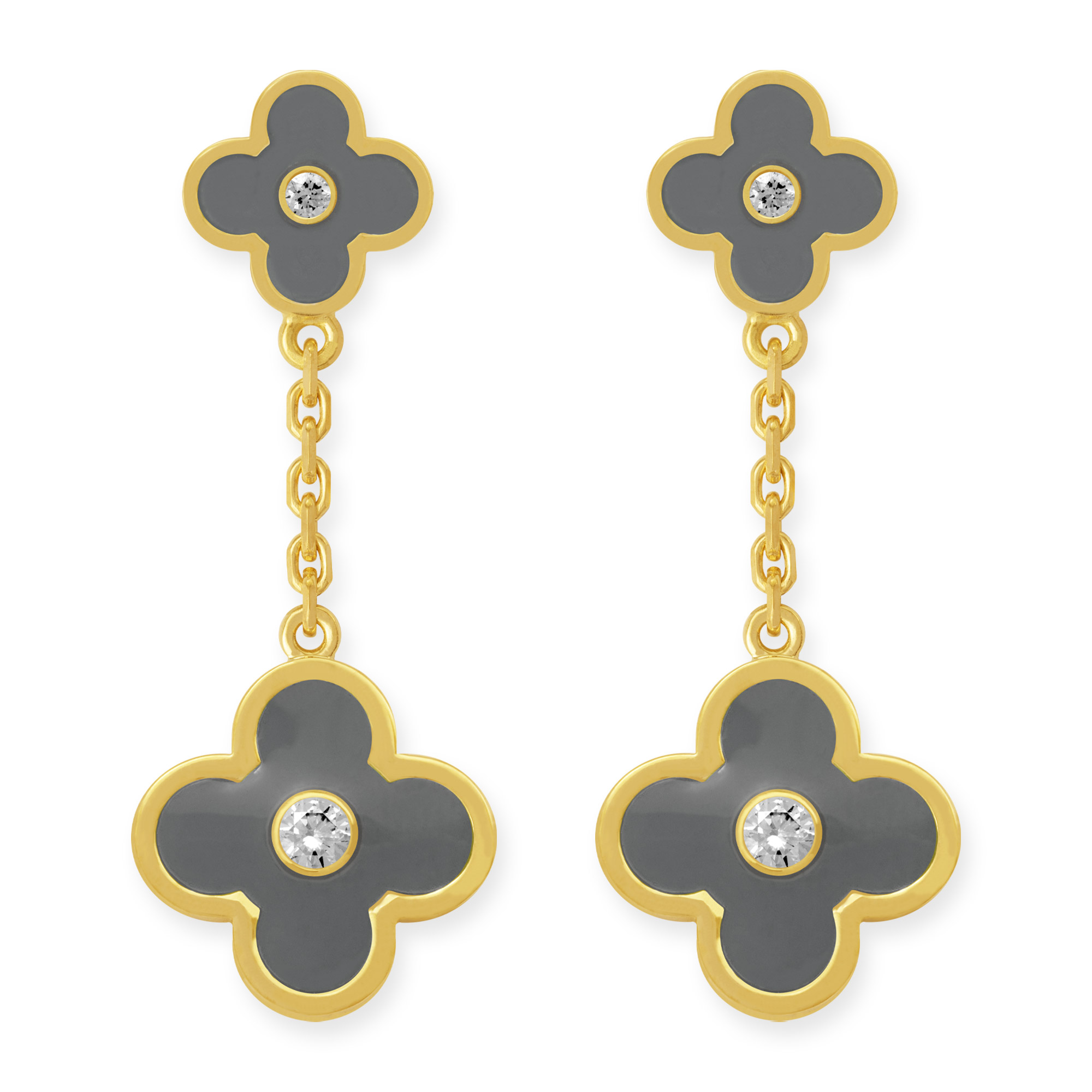 Ohrstecker hängend mit zwei Grauen Blumen