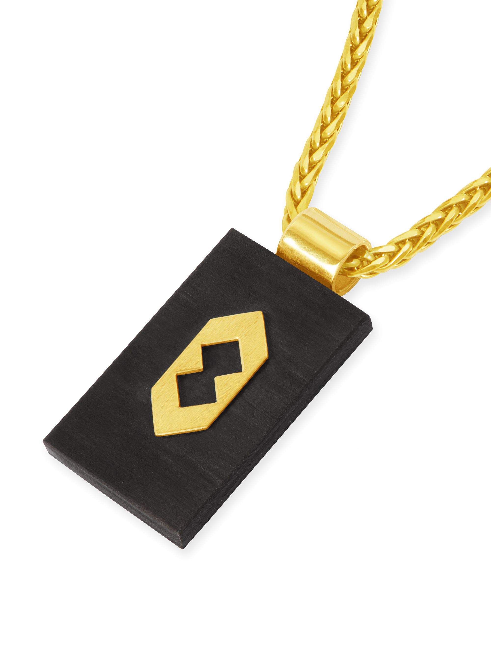 LESER Anhaenger-Carbon Raute Mannerschmuck 750 Gelbgold LESER Anhaenger-Carbon Raute Mannerschmuck 750 Gelbgold