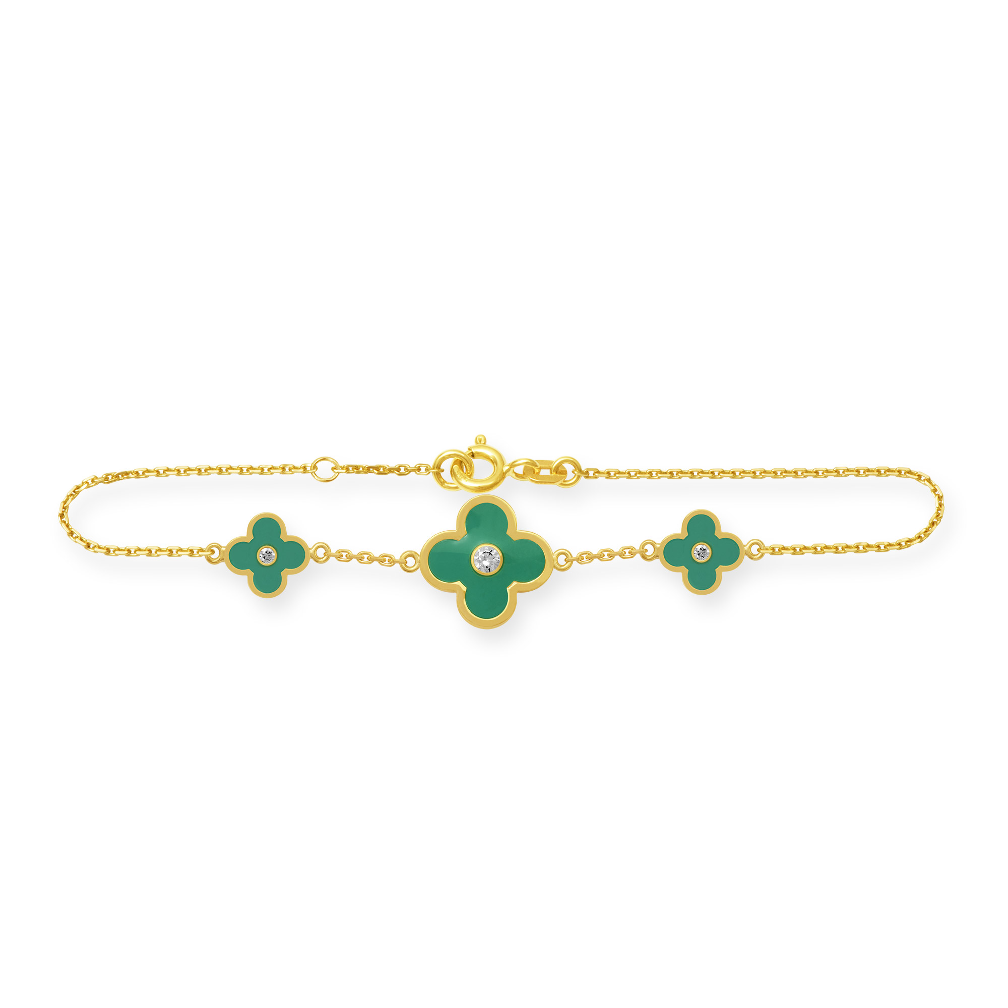 Armband mit drei grünen Blumen
