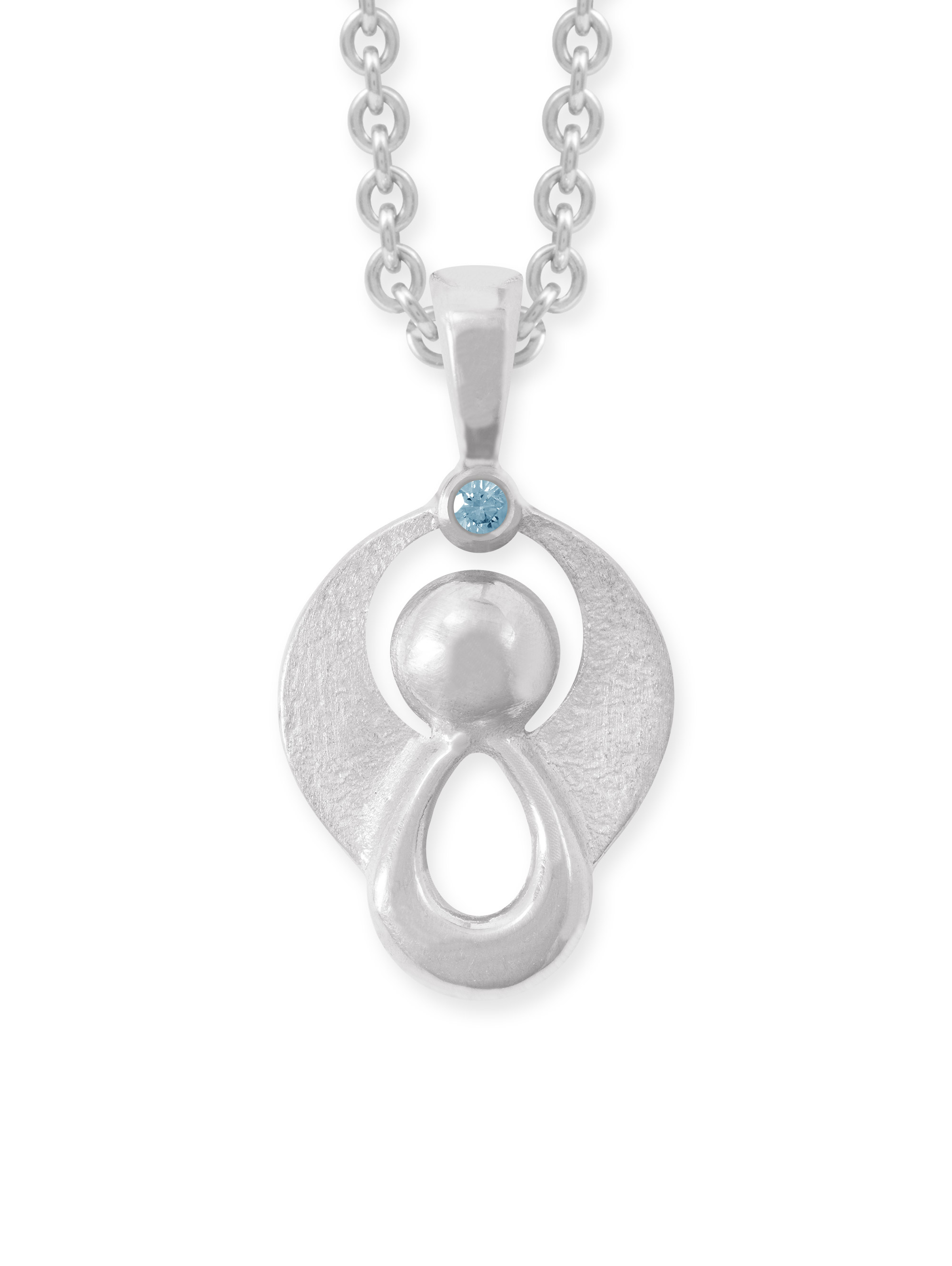 LESER Anhaenger- Engel 750 Weissgold Brillant-Blau-120291