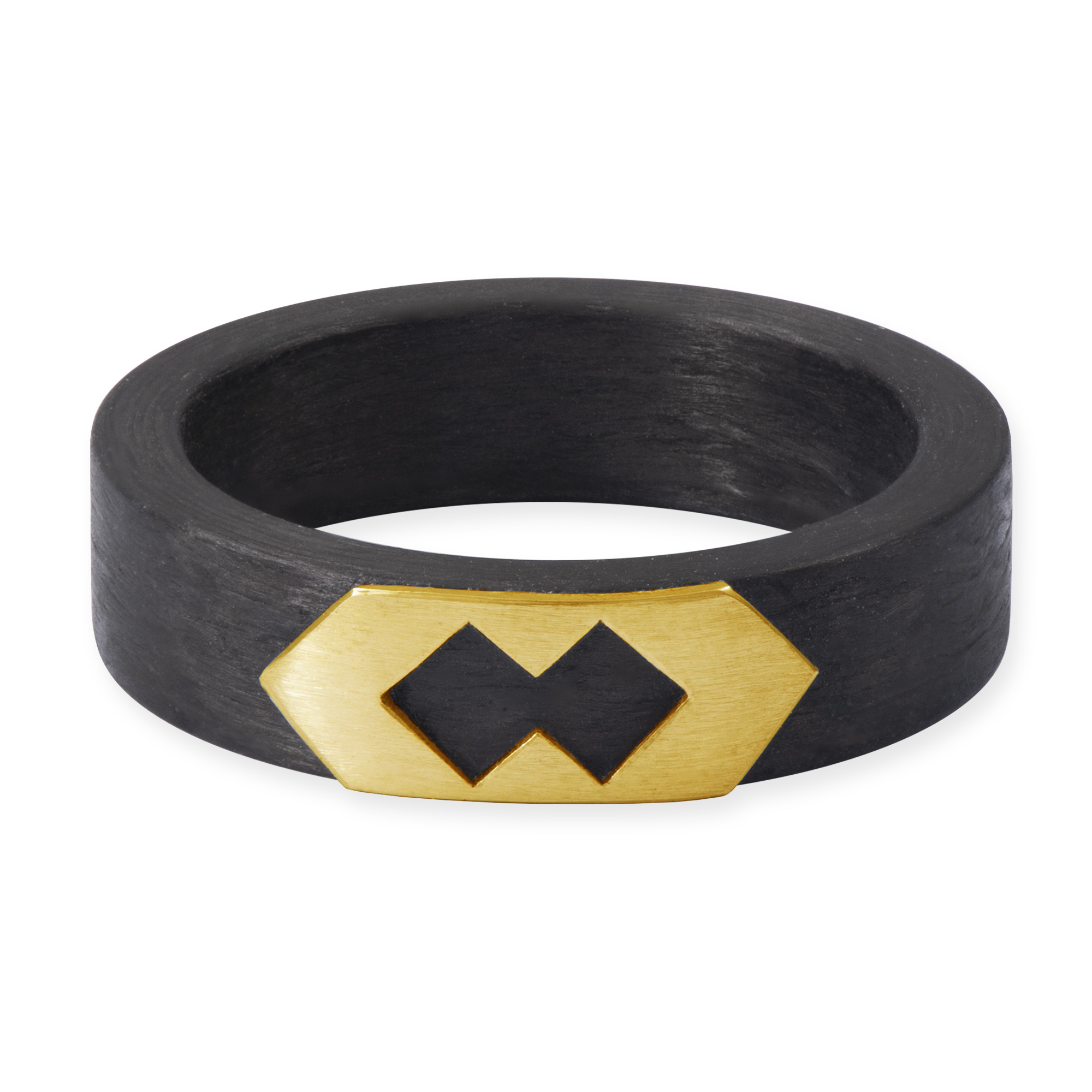 LESER Ring-Carbon Raute Mannerschmuck 750 Gelbgold