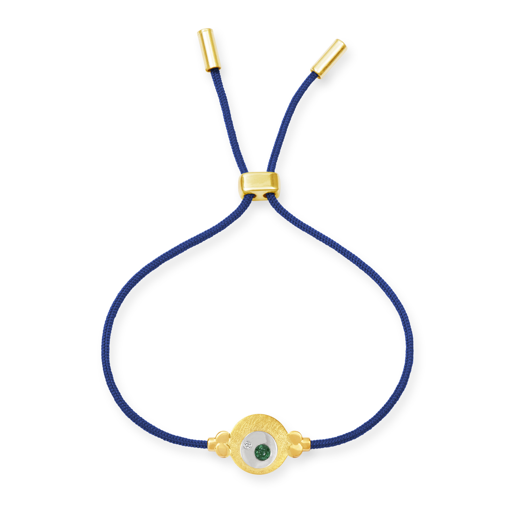 LESER-Seidenband_Rund-klein_114128_Blau LESER Armband- 585 Gelbgold Smaragd