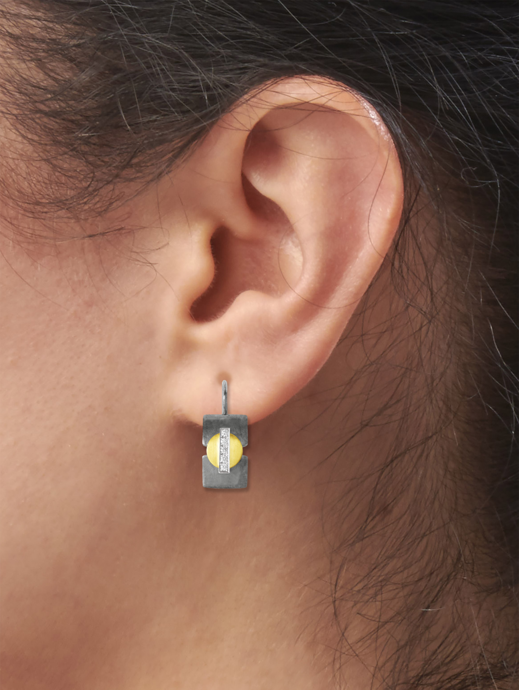 LESER Modelbilder-Ohr-Gelbgold-Silberoxydiert-Brillanten-122996