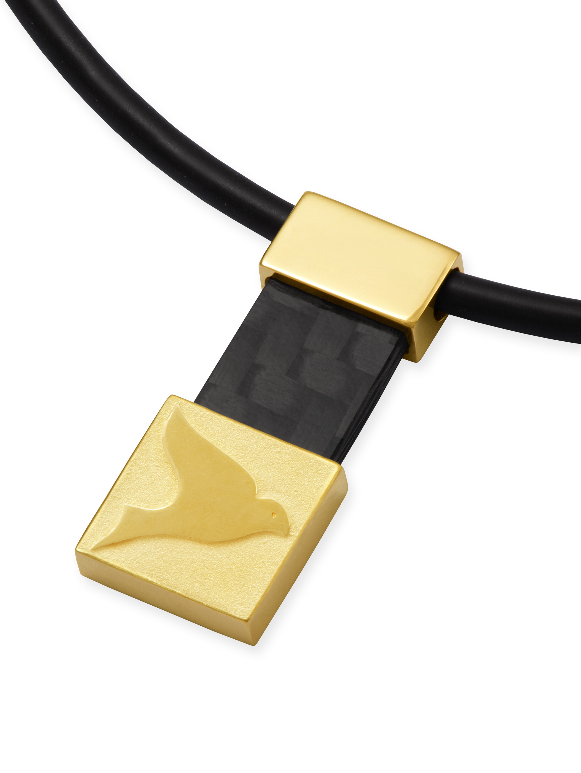 LESER Carbon-Anhaenger-Taube aus Gelbgold LESER Carbon-Anhaenger-Taube aus Gelbgold