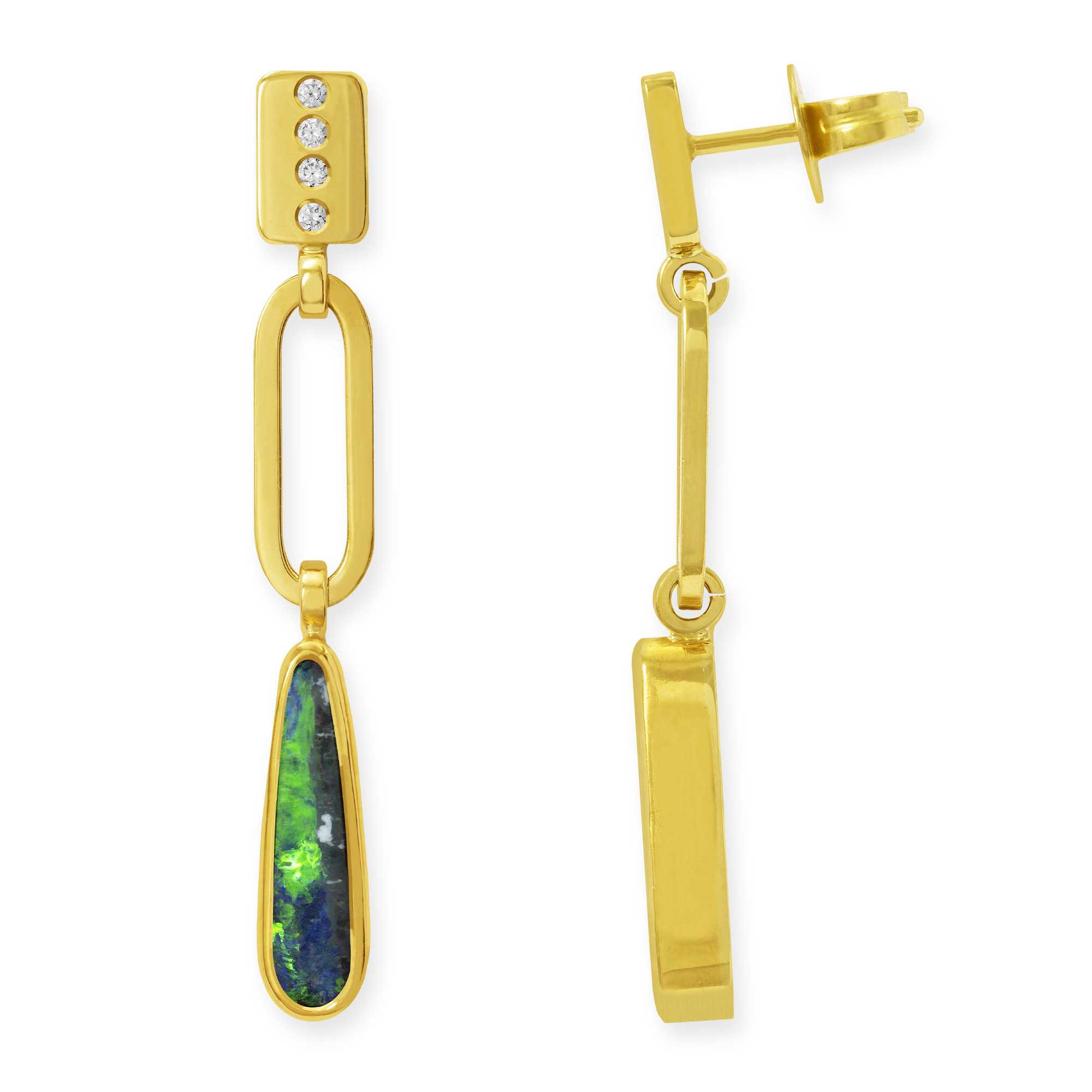 LESER Ohrstecker- 750 Gelbgold - Boulderopal - 122670