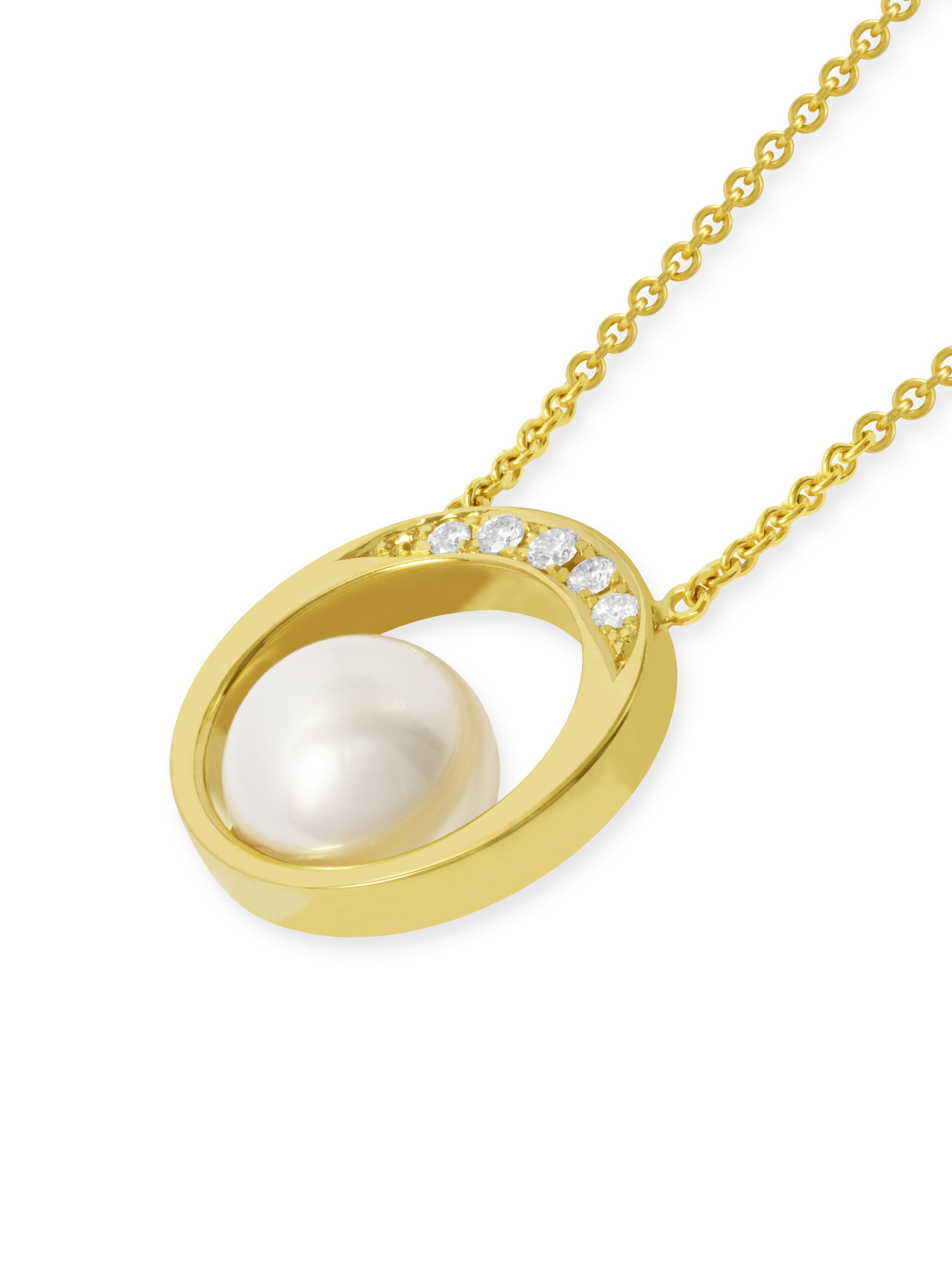 LESER Collier-Gelbgold, Süßwasserperle, Brillanten