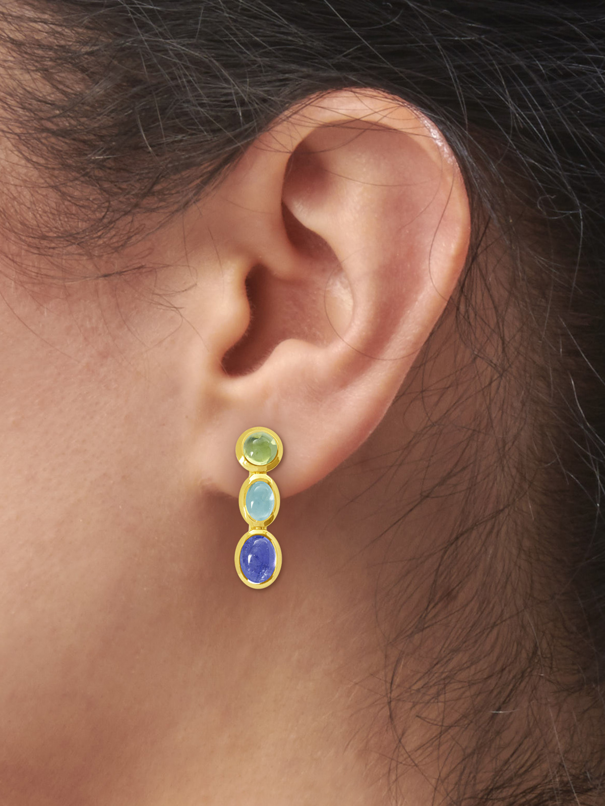 LESER Modelbilder-Ohr-Gelbgold-Aquamarin-Tansanit-Peridot-122174