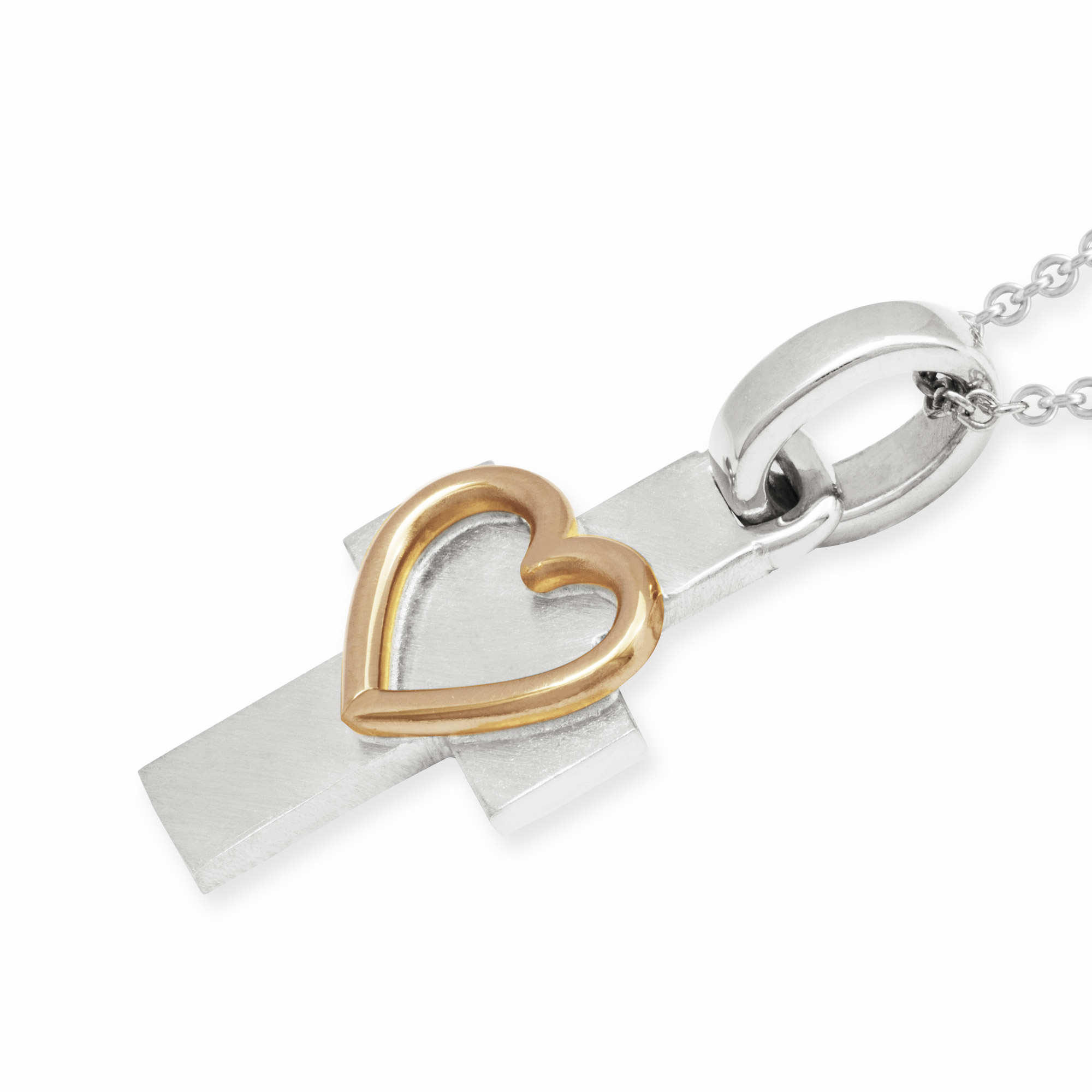 LESER Anhaenger- Kreuze Herz 925Silber-750RG LESER Anhaenger- Kreuze Herz 925Silber-750RG