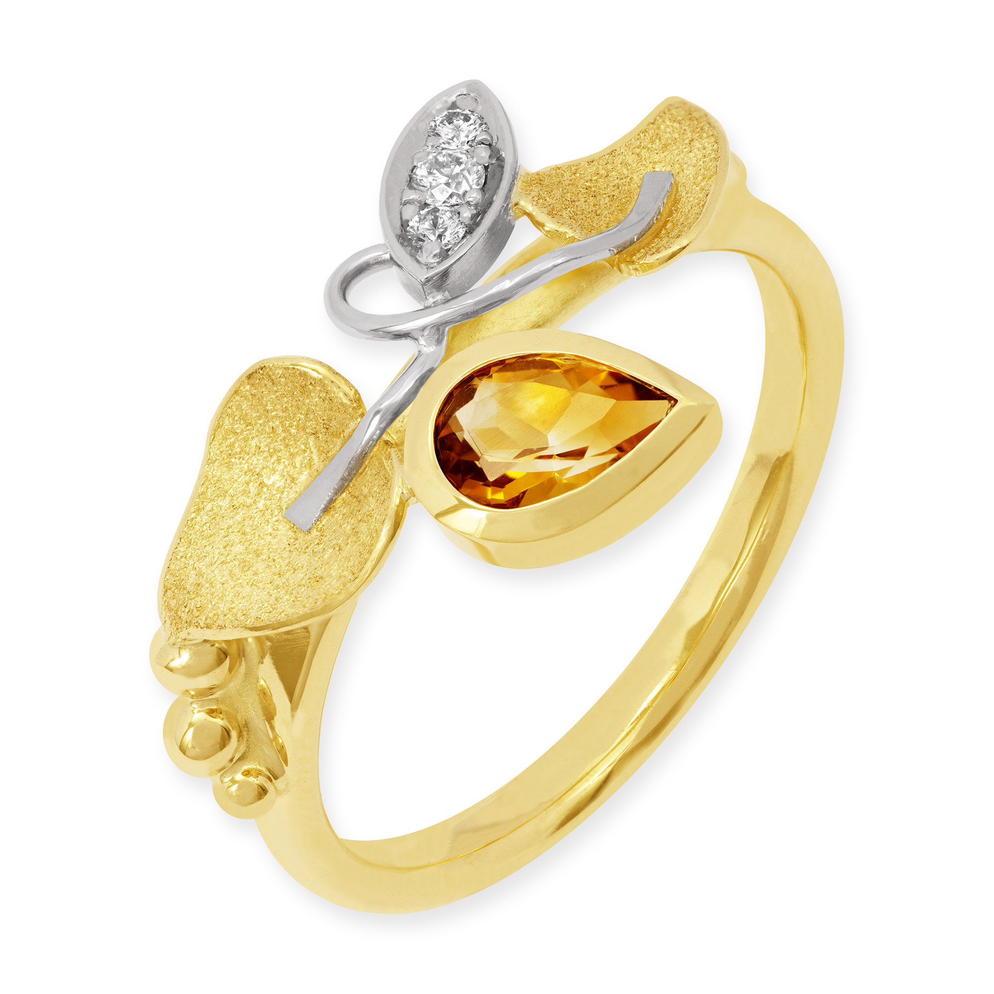 LESER Ring- Poesie-Gelbgold-Weißgold-Citrin-Brillanten-122711