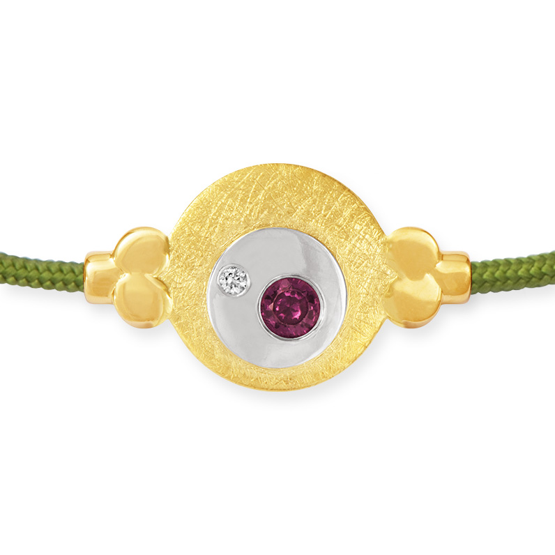 LESER Armband- 585 Gelbgold 925 Silber Rubin