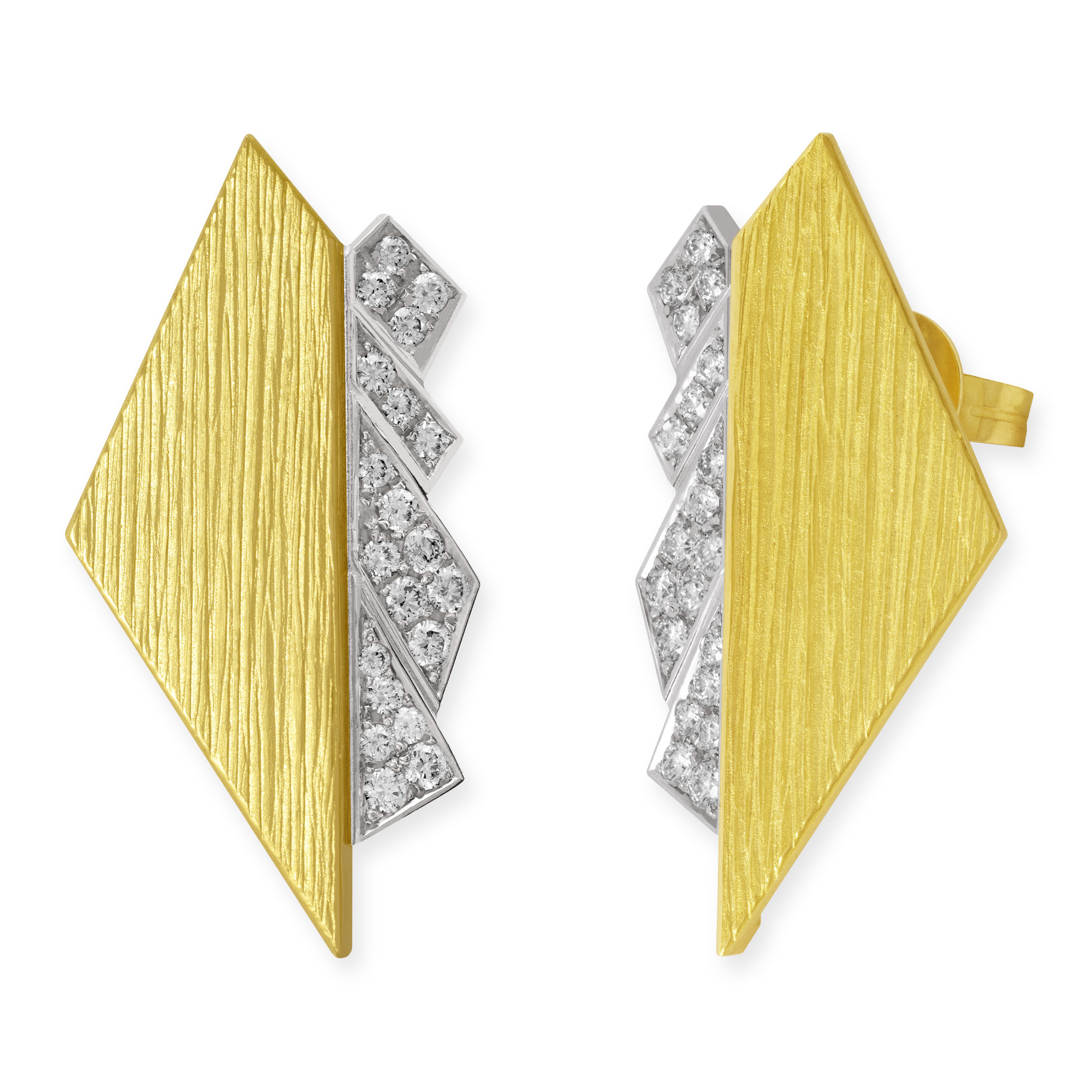 LESER Ohrstecker-Zackzack-Gelbgold-Weissgold-Brillanten-122570