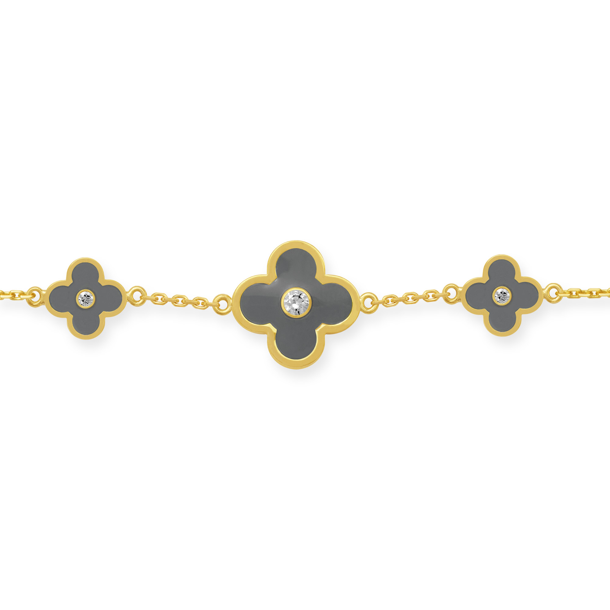 Armband mit drei grauen Blumen