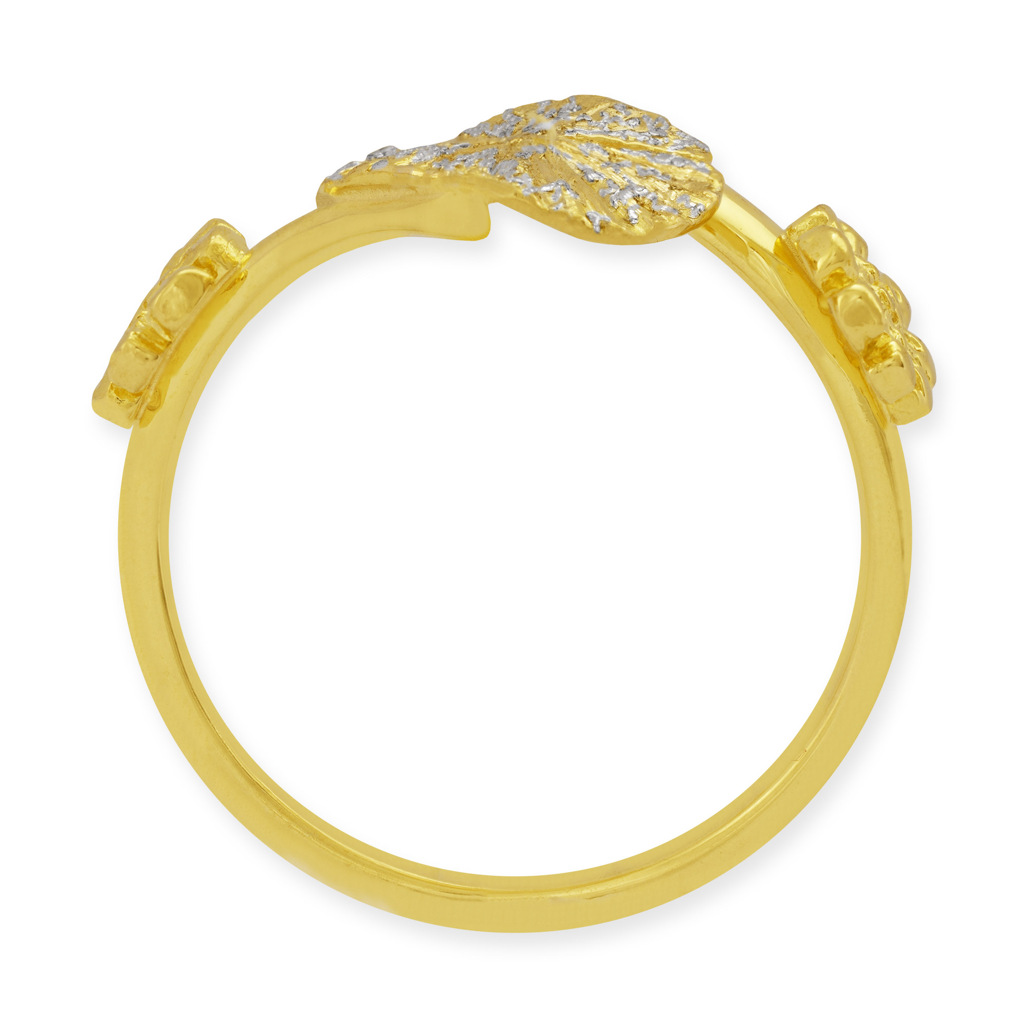 Seerose-Ring mit zwei Blumen aus Gelbgold