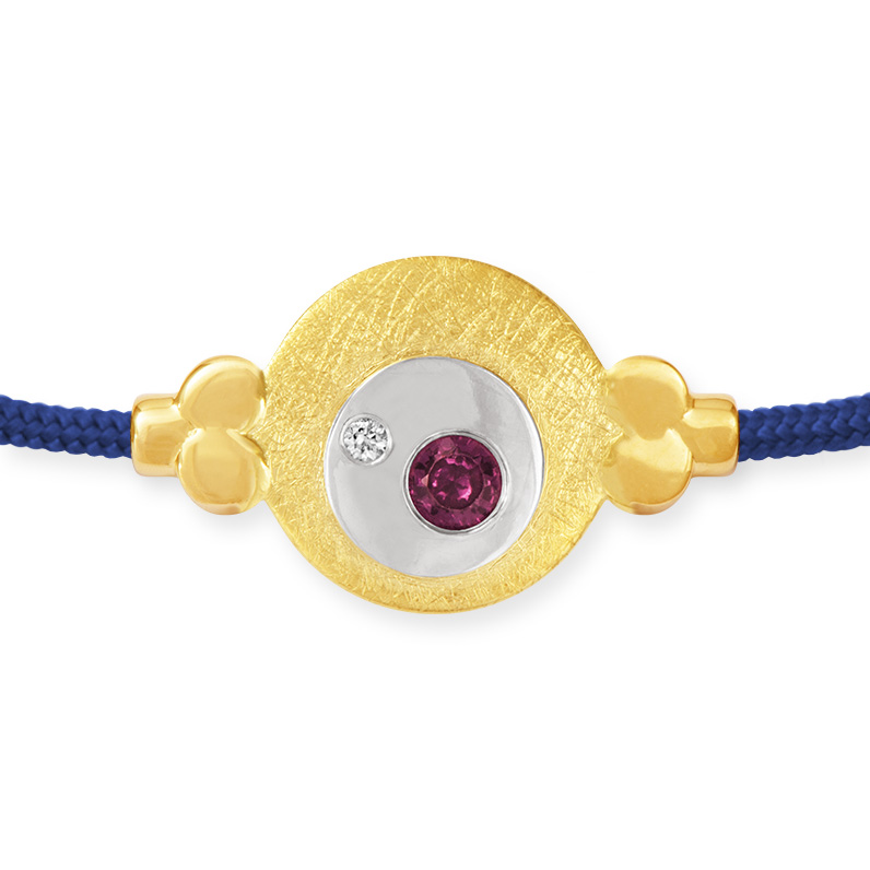 LESER Armband- 585 Gelbgold 925 Silber Rubin