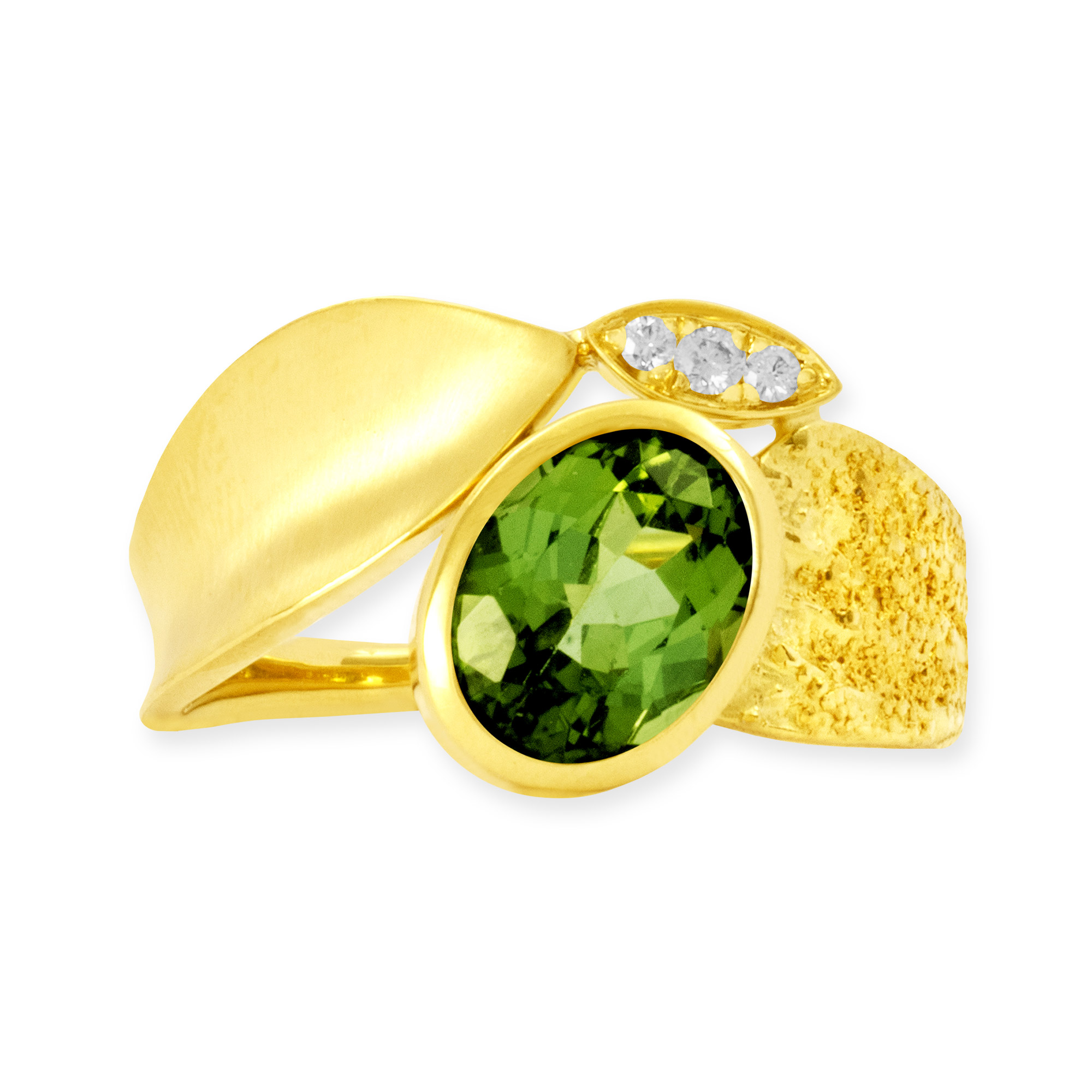 Ring Albero aus 750 Gelbgold mit Turmalin und Brillanten