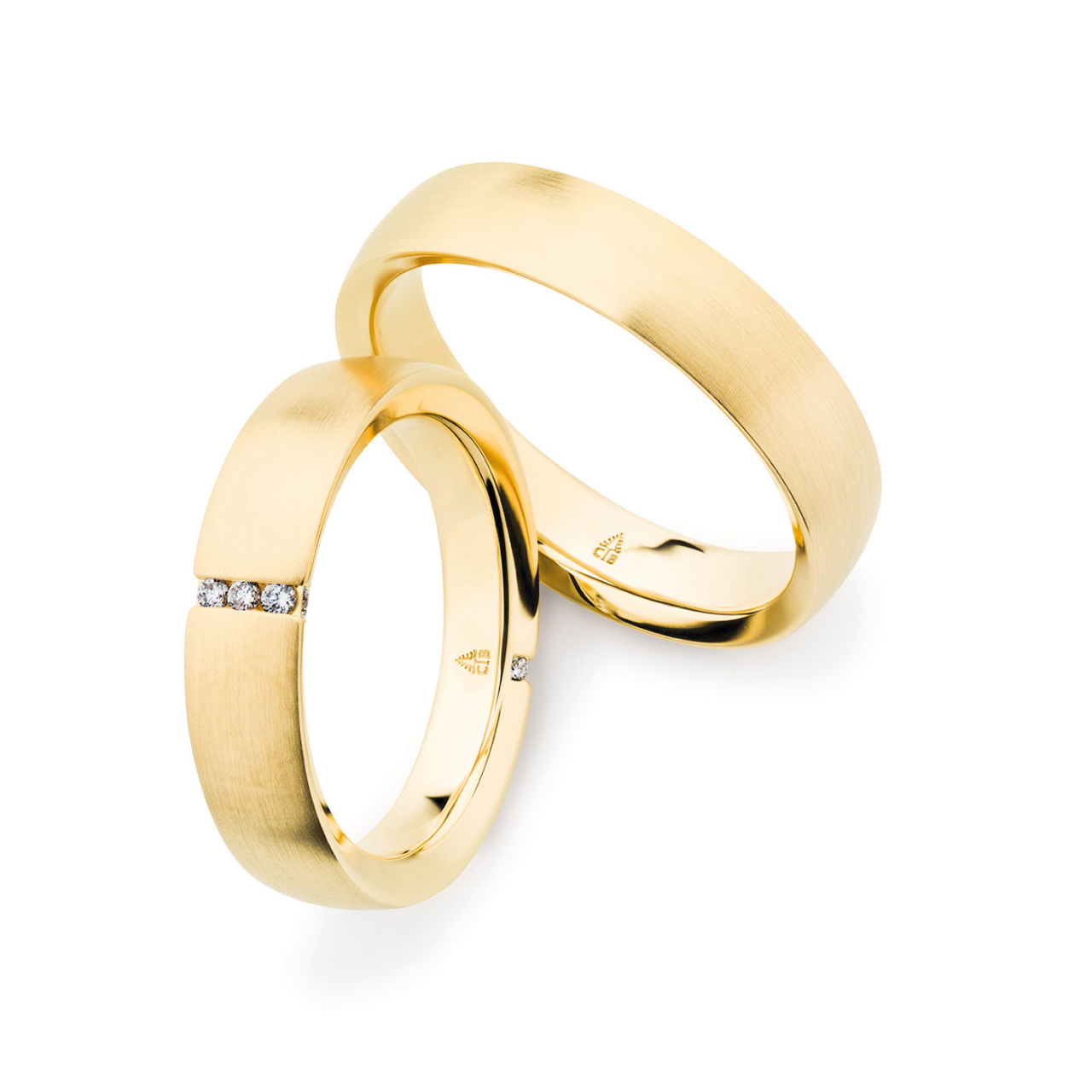 Individueller Gelbgold Trauring mit Brillant